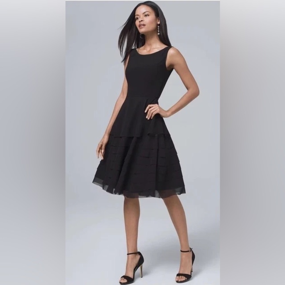 White House Black Market Black Dress Delicate Layers Excellent Condition!!! 4P